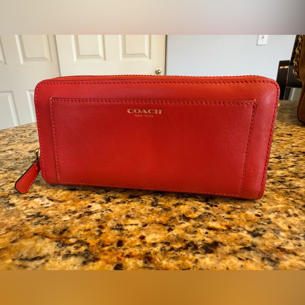 Authentic Coach Red Women's Zip Around Wallet